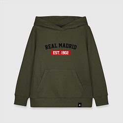 Толстовка детская хлопковая FC Real Madrid Est. 1902, цвет: хаки