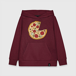 Толстовка детская хлопковая Пицца парная, цвет: меланж-бордовый