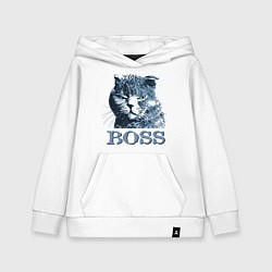 Толстовка детская хлопковая Boss cat, цвет: белый