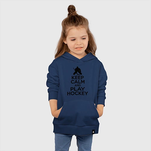 Детская толстовка-худи Keep Calm & Play Hockey / Тёмно-синий – фото 4