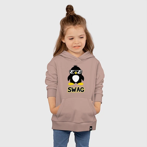 Детская толстовка-худи SWAG Penguin / Пыльно-розовый – фото 4