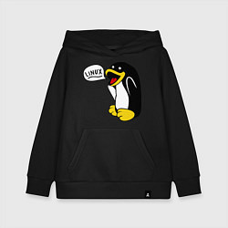 Толстовка детская хлопковая Пингвин: Linux, цвет: черный