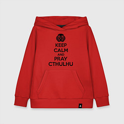 Толстовка детская хлопковая Keep Calm & Pray Cthulhu, цвет: красный