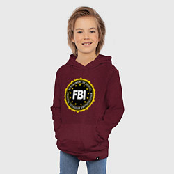 Толстовка детская хлопковая FBI Departament, цвет: меланж-бордовый — фото 2