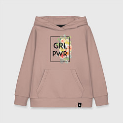 Толстовка детская хлопковая GRL PWR, цвет: пыльно-розовый
