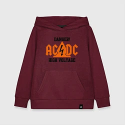Толстовка детская хлопковая AC/DC: High Voltage, цвет: меланж-бордовый