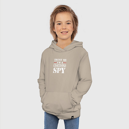 Детская толстовка-худи Trust me im a RUSSIAN SPY / Миндальный – фото 3