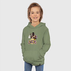 Толстовка детская хлопковая LeBron - Lakers, цвет: авокадо — фото 2