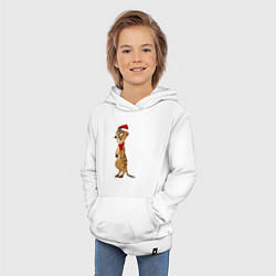 Толстовка детская хлопковая Новогодний сурикат, цвет: белый — фото 2