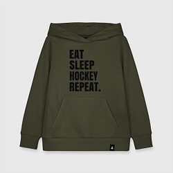 Толстовка детская хлопковая EAT SLEEP HOCKEY REPEAT, цвет: хаки