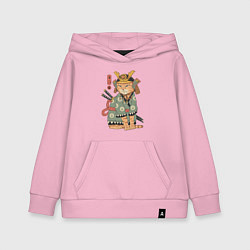 Толстовка детская хлопковая Кот Самурай, цвет: светло-розовый