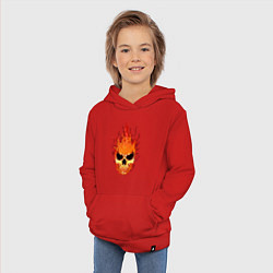 Толстовка детская хлопковая Fire flame skull, цвет: красный — фото 2