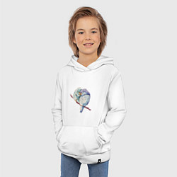 Толстовка детская хлопковая Акварельные попугаи, цвет: белый — фото 2