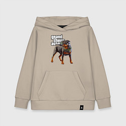 Толстовка детская хлопковая ЧОП - ротвейлер из GTA 5, цвет: миндальный