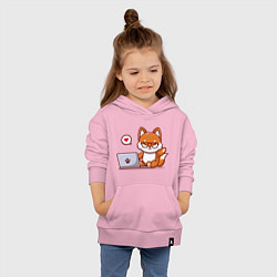Толстовка детская хлопковая Cute fox and laptop, цвет: светло-розовый — фото 2