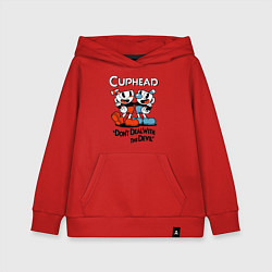 Толстовка детская хлопковая Cuphead, Dont deal with devil, цвет: красный