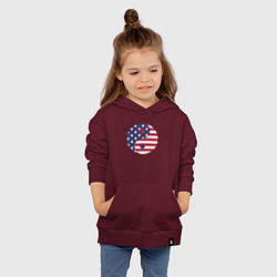 Толстовка детская хлопковая Флаг США и Инь Ян, цвет: меланж-бордовый — фото 2
