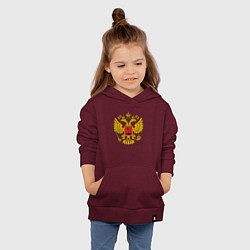 Толстовка детская хлопковая ГЕРБ РОССИИ RUSSIA, цвет: меланж-бордовый — фото 2