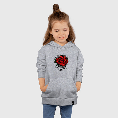 Детская толстовка-худи Красная Роза Red Rose / Меланж – фото 4