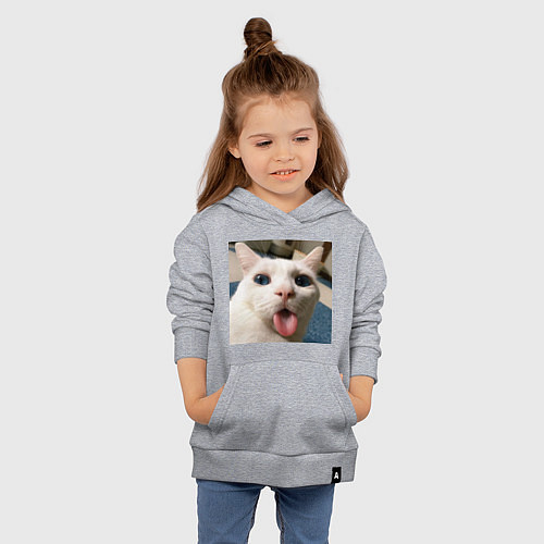 Детская толстовка-худи Мем про кота / Меланж – фото 4