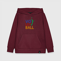 Толстовка детская хлопковая Game Volleyball, цвет: меланж-бордовый
