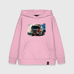 Толстовка детская хлопковая SCANIA Дальнобой, цвет: светло-розовый