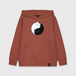 Толстовка детская хлопковая Инь Ян Котики, цвет: кирпичный