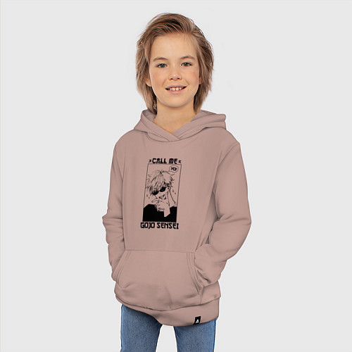 Детская толстовка-худи CALL ME GOJO SENSEI / Пыльно-розовый – фото 3
