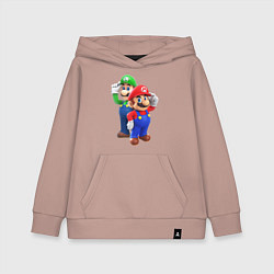 Толстовка детская хлопковая Mario Bros, цвет: пыльно-розовый