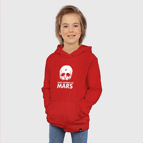Детская толстовка-худи 30 Seconds to Mars белый череп / Красный – фото 3