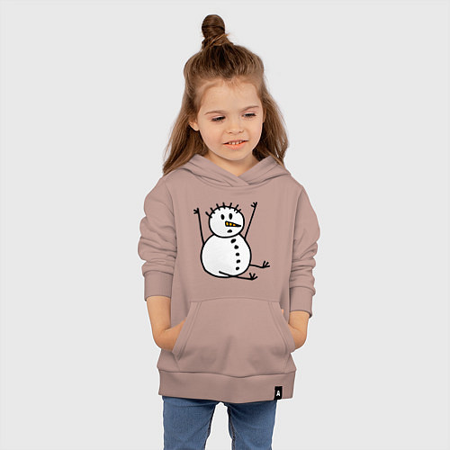 Детская толстовка-худи Снеговик в дудл-стиле / Пыльно-розовый – фото 4