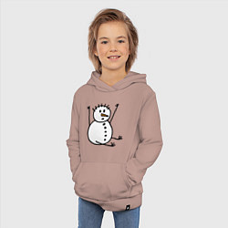 Толстовка детская хлопковая Снеговик в дудл-стиле, цвет: пыльно-розовый — фото 2