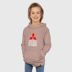 Толстовка детская хлопковая MITSUBISHI МИЦУБИСИ МИТСУБИСИ МИЦУБИШИ LOGO STYLE, цвет: пыльно-розовый — фото 2