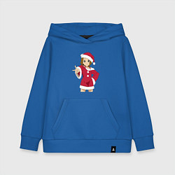 Толстовка детская хлопковая Анимешная девочка Санта, цвет: синий