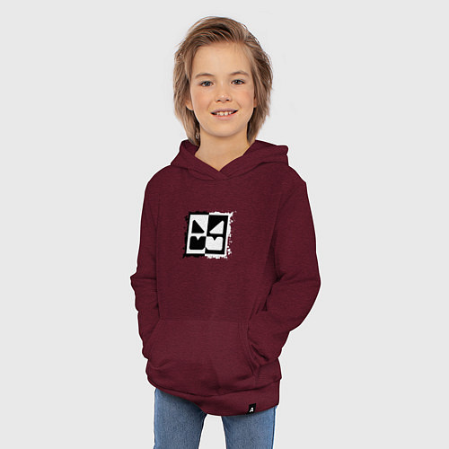 Детская толстовка-худи GEOMETRY DASH BLACK WHITE / Меланж-бордовый – фото 3