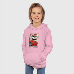 Толстовка детская хлопковая Nissan Skyline Ниссан Скайлайн, цвет: светло-розовый — фото 2
