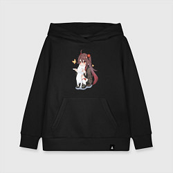 Толстовка детская хлопковая ХУ ТАО И БЕЛЫЙ КОТИК, цвет: черный