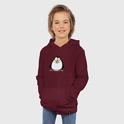 Толстовка детская хлопковая Глазастый пингвин, цвет: меланж-бордовый — фото 2