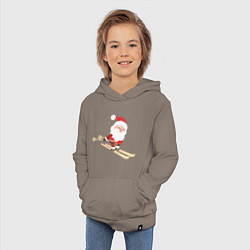 Толстовка детская хлопковая Дед Мороз на лыжах, цвет: утренний латте — фото 2