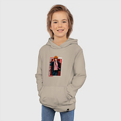 Толстовка детская хлопковая Моб Психо 100 Mob Psycho 100, Аратака Рэйгэн Arata, цвет: миндальный — фото 2