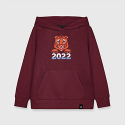 Толстовка детская хлопковая Год тигра 2022 китайский календарь, цвет: меланж-бордовый
