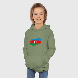 Толстовка детская хлопковая Флаг - Азербайджан, цвет: авокадо — фото 2