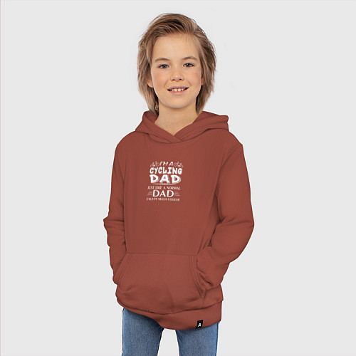 Детская толстовка-худи Папа - велосипедист / Кирпичный – фото 3