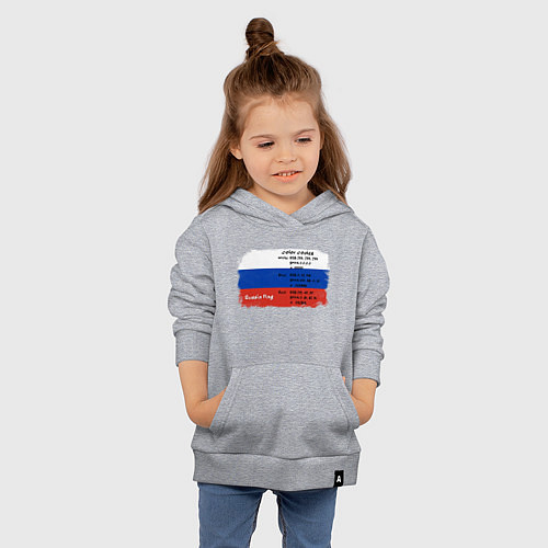 Детская толстовка-худи Для дизайнера Флаг России Color codes / Меланж – фото 4