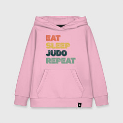 Толстовка детская хлопковая Eat Sleep Judo, цвет: светло-розовый