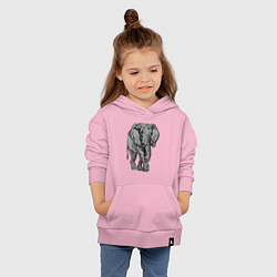 Толстовка детская хлопковая Огромный могучий слон, цвет: светло-розовый — фото 2