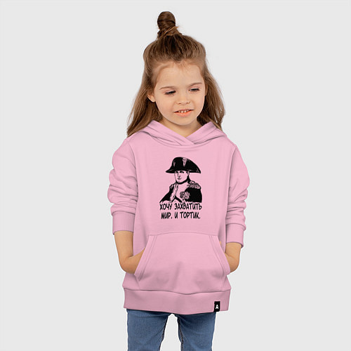 Детская толстовка-худи ХОЧУ ТОРТИК НАПОЛЕОН / Светло-розовый – фото 4