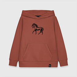 Толстовка детская хлопковая Мустанг Лошадь, цвет: кирпичный