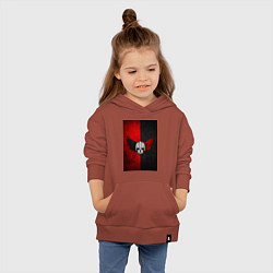 Толстовка детская хлопковая Череп Клоуна на красно-черном фоне, цвет: кирпичный — фото 2