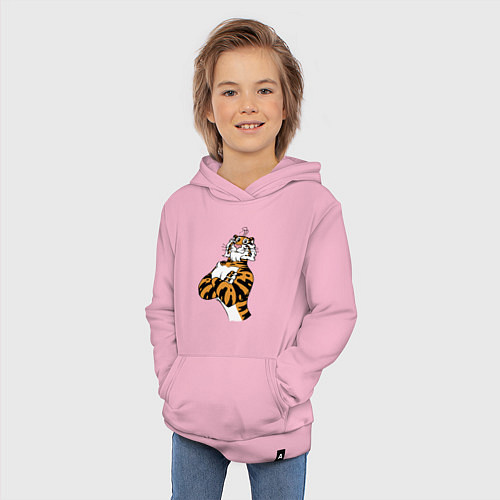 Детская толстовка-худи Cool Tiger Power Muzzle / Светло-розовый – фото 3